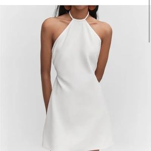 MANGO White Halter Dress